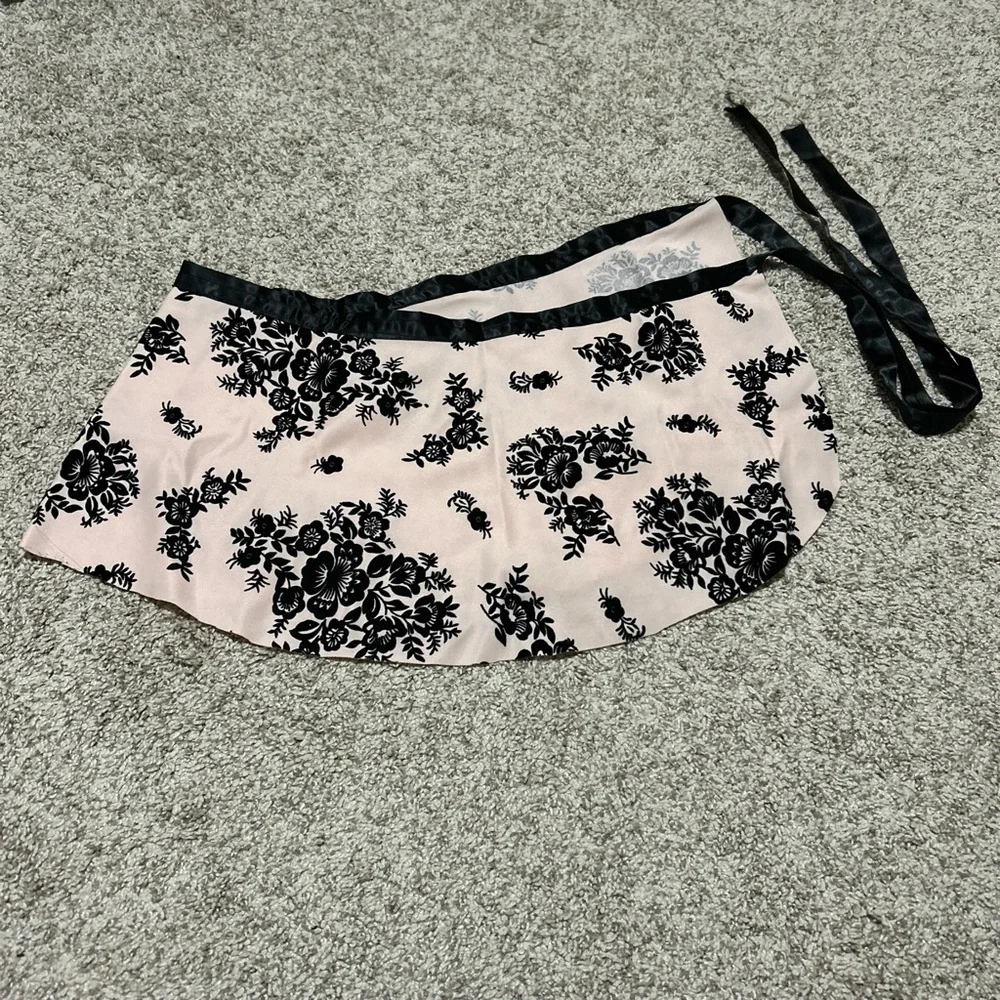Floral Black and Pink Women's Wrap Skirt - Picture 2 of 3